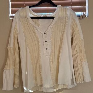 POL Ivory and Cream Textured Women's Blouse